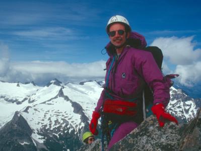Glenn at summit, Forbidden Peak, exactly age 45, Aug 10 2002.